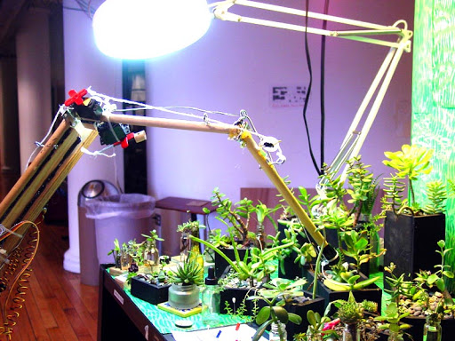 The arm is remote controlled to play with Frederick Lorenz's SUCCULENT L-SYSTEMS. The arm is remote controlled to play with Frederick Lorenz's SUCCULENT L-SYSTEMS.